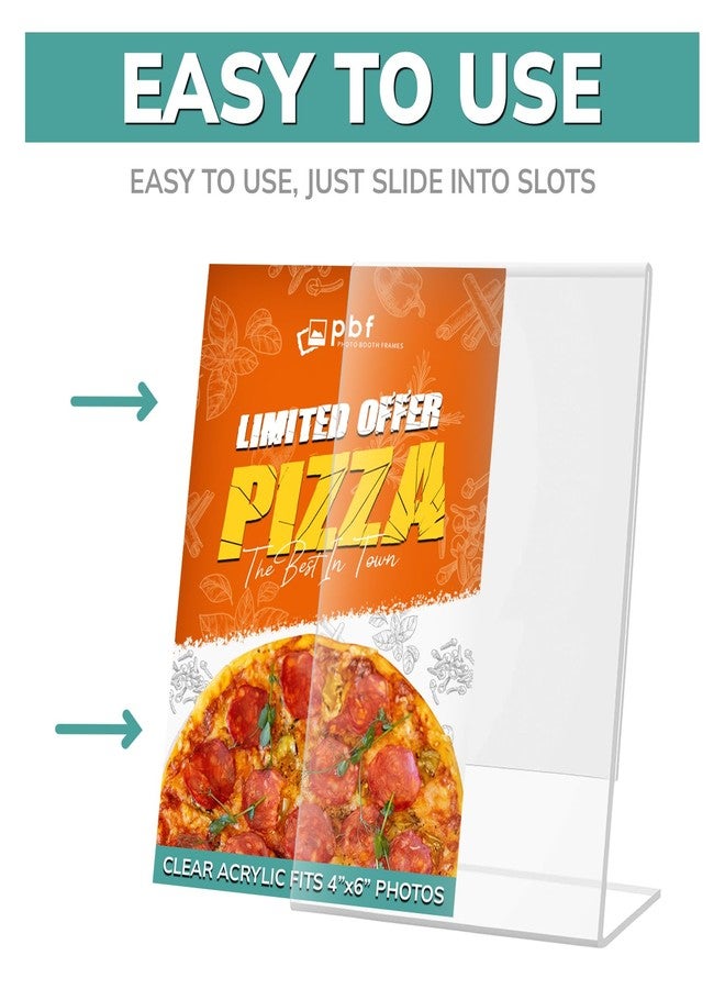 pbf PHOTO BOOTH FRAMES pbf 4x6 Acrylic Sign Holder | 4 x 6 Vertical Stand Up Slanted Sign Holder | Acrylic Stands for Display | Clear Picture Frame, Menu Table Top Stand, Plastic Flyer Holder (6-Pack) - Image 5